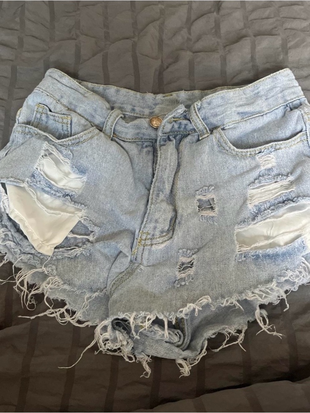 H&M Light Blue Distressed Denim Shorts